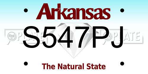 S547PJ Arkansas License Plate