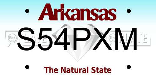 S54PXM Arkansas License Plate