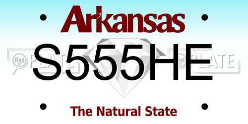 S555HE Arkansas License Plate