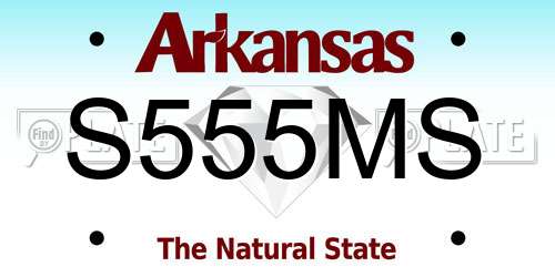 S555MS Arkansas License Plate