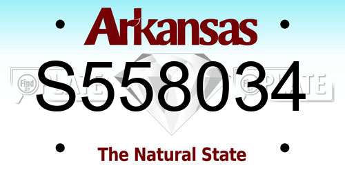 S558034 Arkansas License Plate