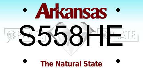 S558HE Arkansas License Plate