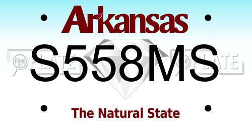 S558MS Arkansas License Plate