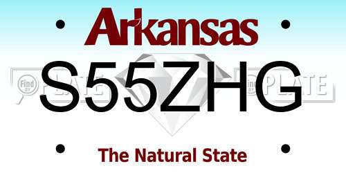 S55ZHG Arkansas License Plate
