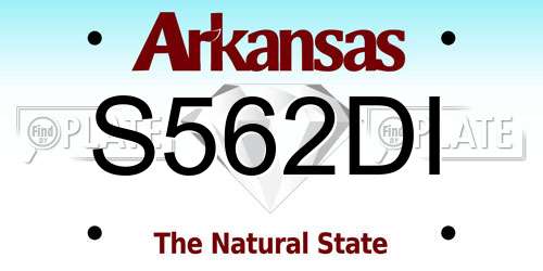S562DI Arkansas License Plate