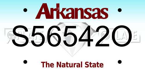 S56542O Arkansas License Plate
