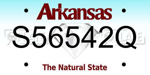 S56542Q Arkansas License Plate