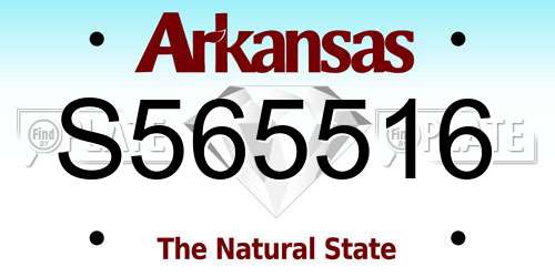 S565516 Arkansas License Plate