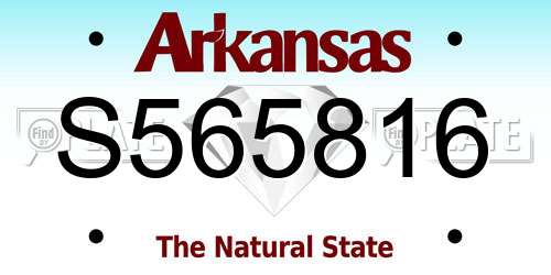 S565816 Arkansas License Plate