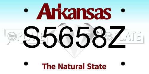 S5658Z Arkansas License Plate