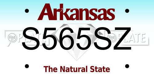 S565SZ Arkansas License Plate