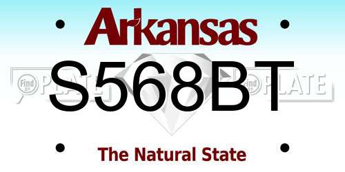 S568BT Arkansas License Plate