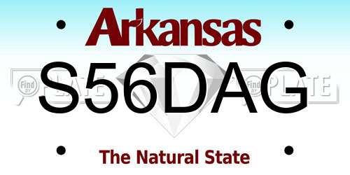 S56DAG Arkansas License Plate