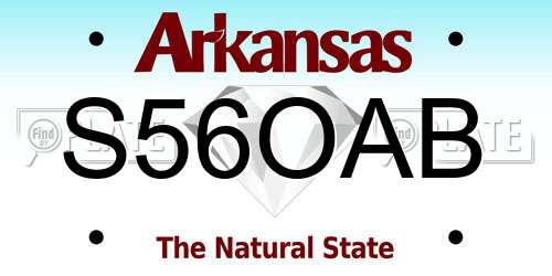 S56OAB Arkansas License Plate