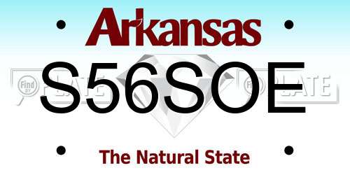 S56SOE Arkansas License Plate