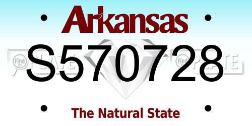 S570728 Arkansas License Plate