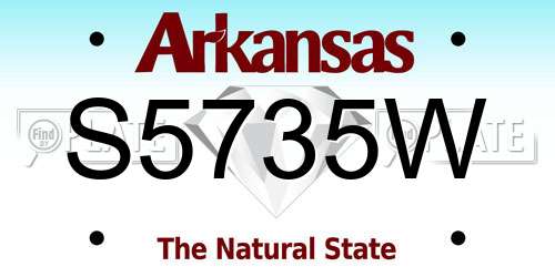 S5735W Arkansas License Plate