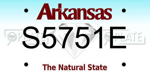 S5751E Arkansas License Plate