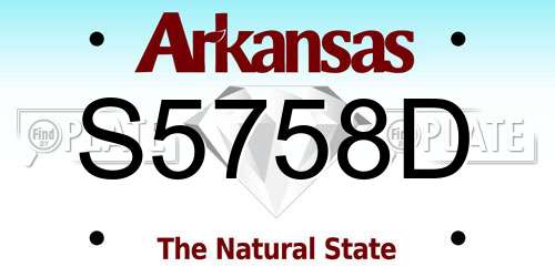 S5758D Arkansas License Plate