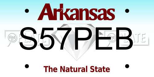 S57PEB Arkansas License Plate