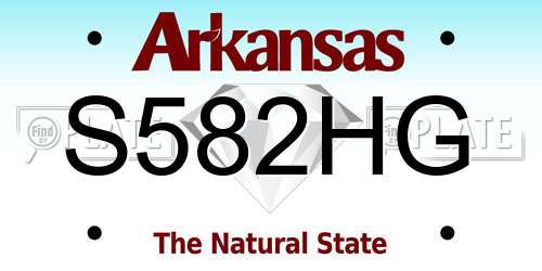 S582HG Arkansas License Plate