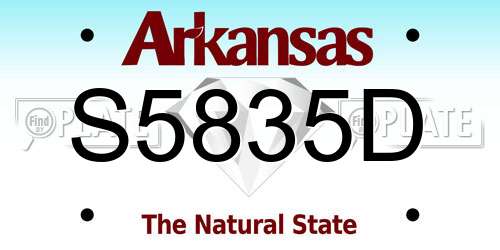 S5835D Arkansas License Plate
