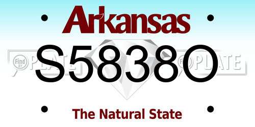 S5838O Arkansas License Plate