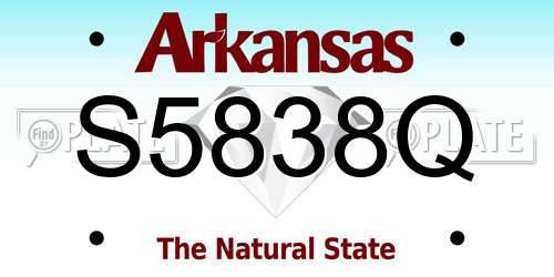 S5838Q Arkansas License Plate