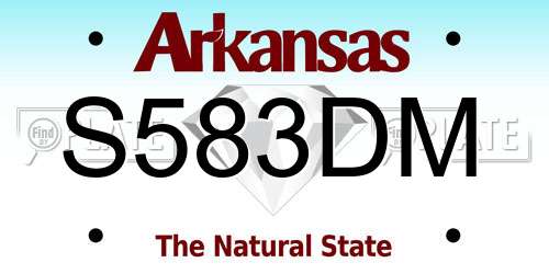 S583DM Arkansas License Plate