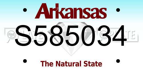 S585034 Arkansas License Plate