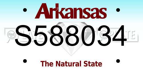 S588034 Arkansas License Plate