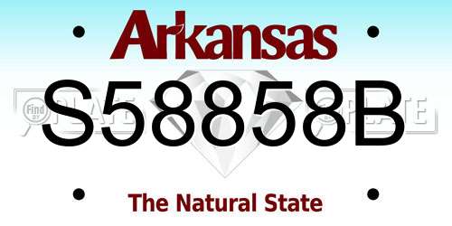 S58858B Arkansas License Plate