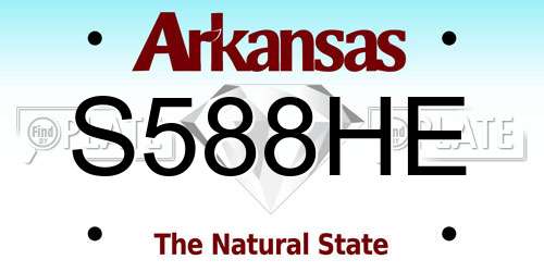 S588HE Arkansas License Plate