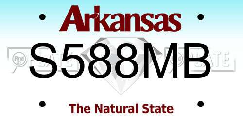 S588MB Arkansas License Plate