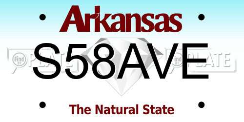 S58AVE Arkansas License Plate