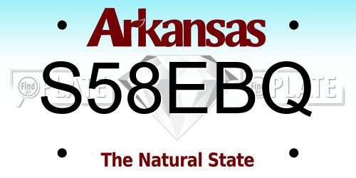 S58EBQ Arkansas License Plate