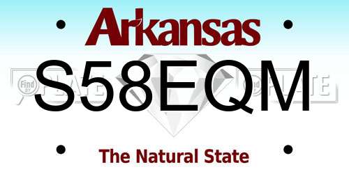 S58EQM Arkansas License Plate