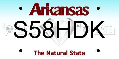 S58HDK Arkansas License Plate