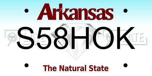 S58HOK Arkansas License Plate