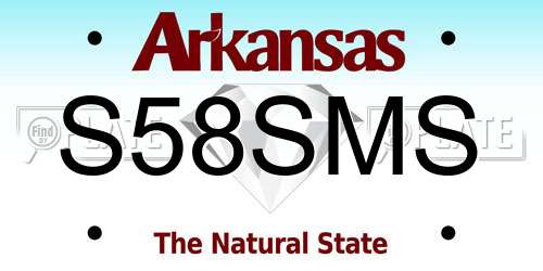 S58SMS Arkansas License Plate