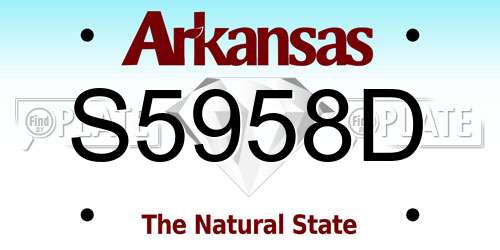 S5958D Arkansas License Plate
