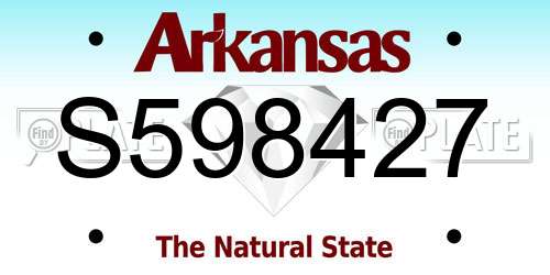 S598427 Arkansas License Plate
