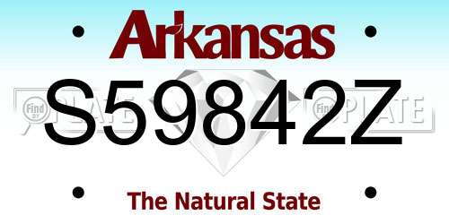 S59842Z Arkansas License Plate