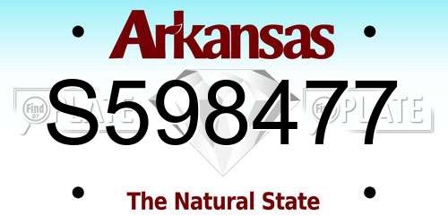 S598477 Arkansas License Plate