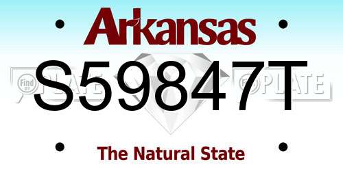 S59847T Arkansas License Plate