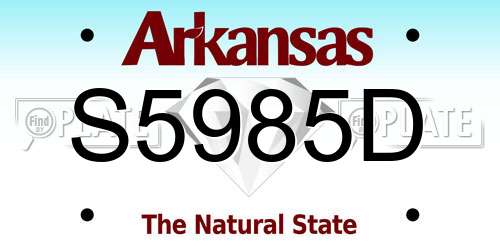 S5985D Arkansas License Plate