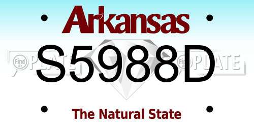 S5988D Arkansas License Plate