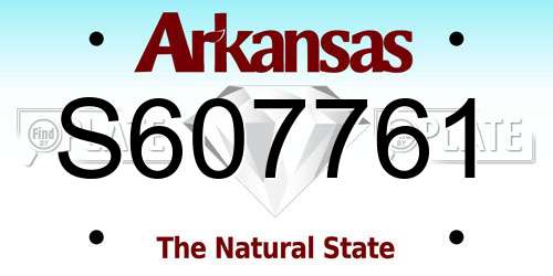 S607761 Arkansas License Plate