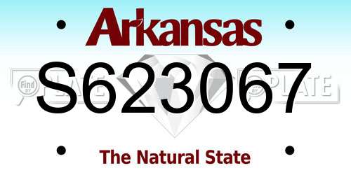 S623067 Arkansas License Plate