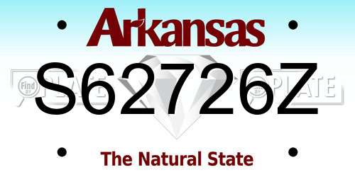 S62726Z Arkansas License Plate